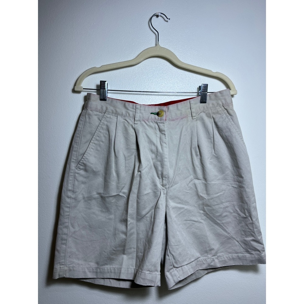 Vintage Tommy Hilfiger Khaki Chino‎ Shorts Pleated Front Beige Mens 30
